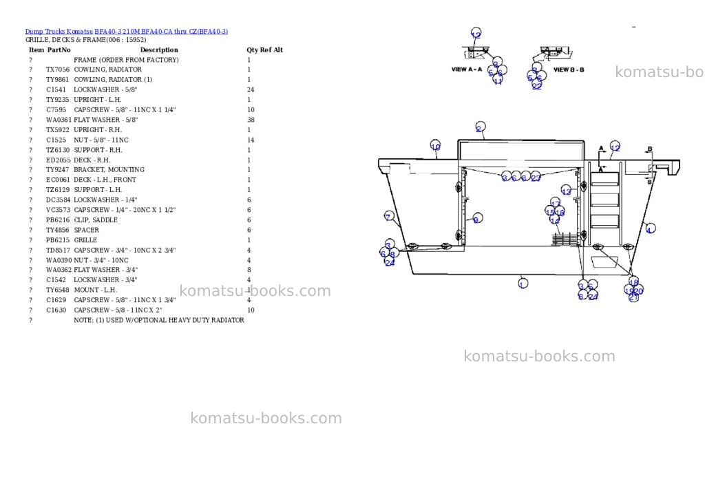 Komatsu bfa40-3 210m bfa40-ca thru cz Parts catalog cover Page 3