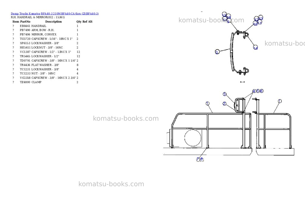 Komatsu bfa40-3 210m bfa40-ca thru cz Parts catalog cover Page 6