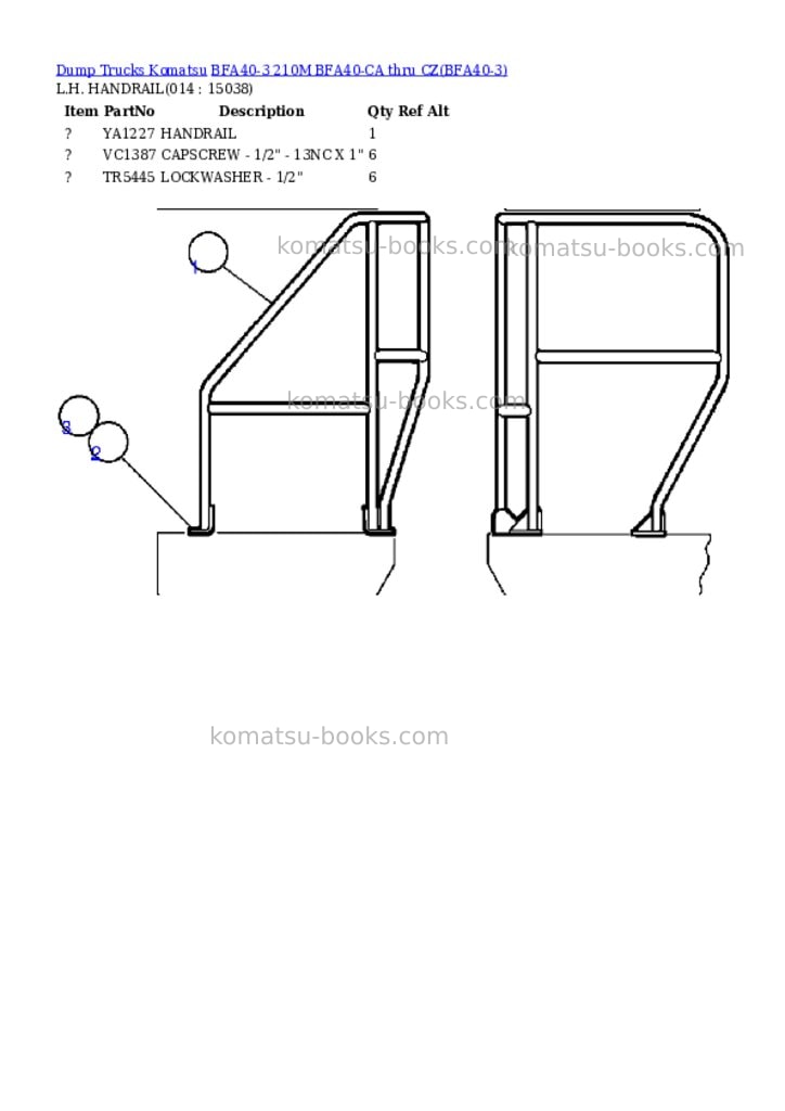 Komatsu bfa40-3 210m bfa40-ca thru cz Parts catalog cover Page 7