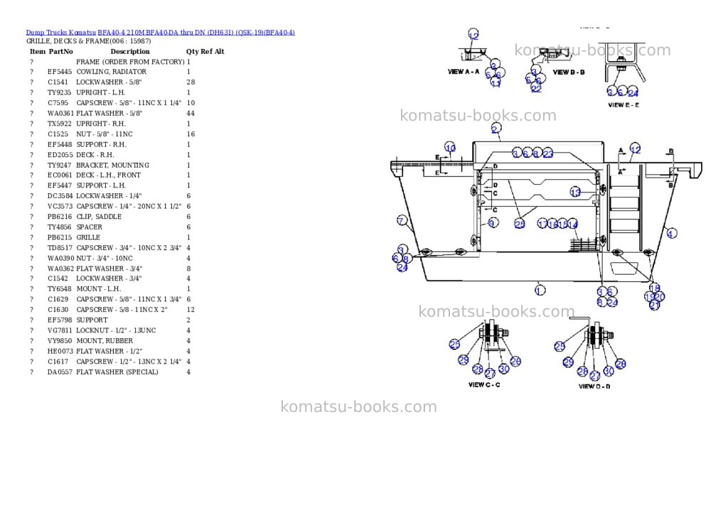 Komatsu bfa40-4 210m bfa40-da thru dn dh631 qsk-19 Parts catalog cover Page 3 Komatsu bfa40-4 210m bfa40-da thru dn dh631 qsk-19 Parts catalog cover Page 3