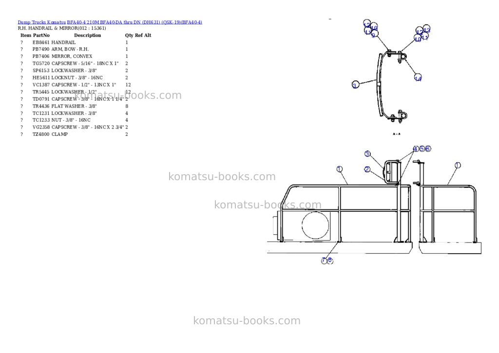 Komatsu bfa40-4 210m bfa40-da thru dn dh631 qsk-19 Parts catalog cover Page 6 Komatsu bfa40-4 210m bfa40-da thru dn dh631 qsk-19 Parts catalog cover Page 6