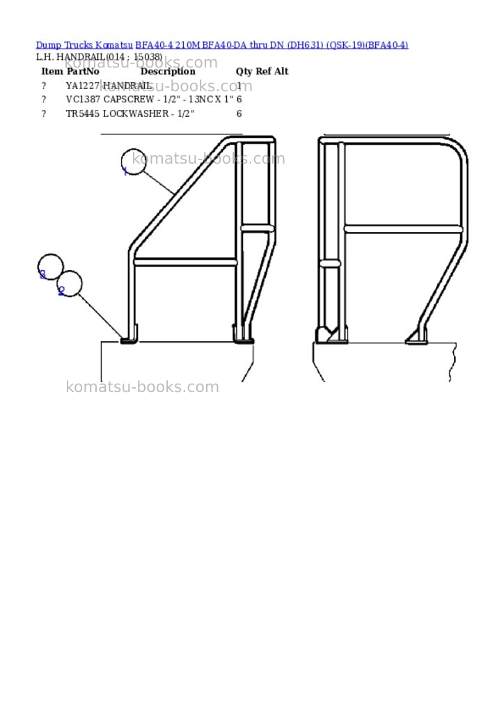 Komatsu bfa40-4 210m bfa40-da thru dn dh631 qsk-19 Parts catalog cover Page 7 Komatsu bfa40-4 210m bfa40-da thru dn dh631 qsk-19 Parts catalog cover Page 7