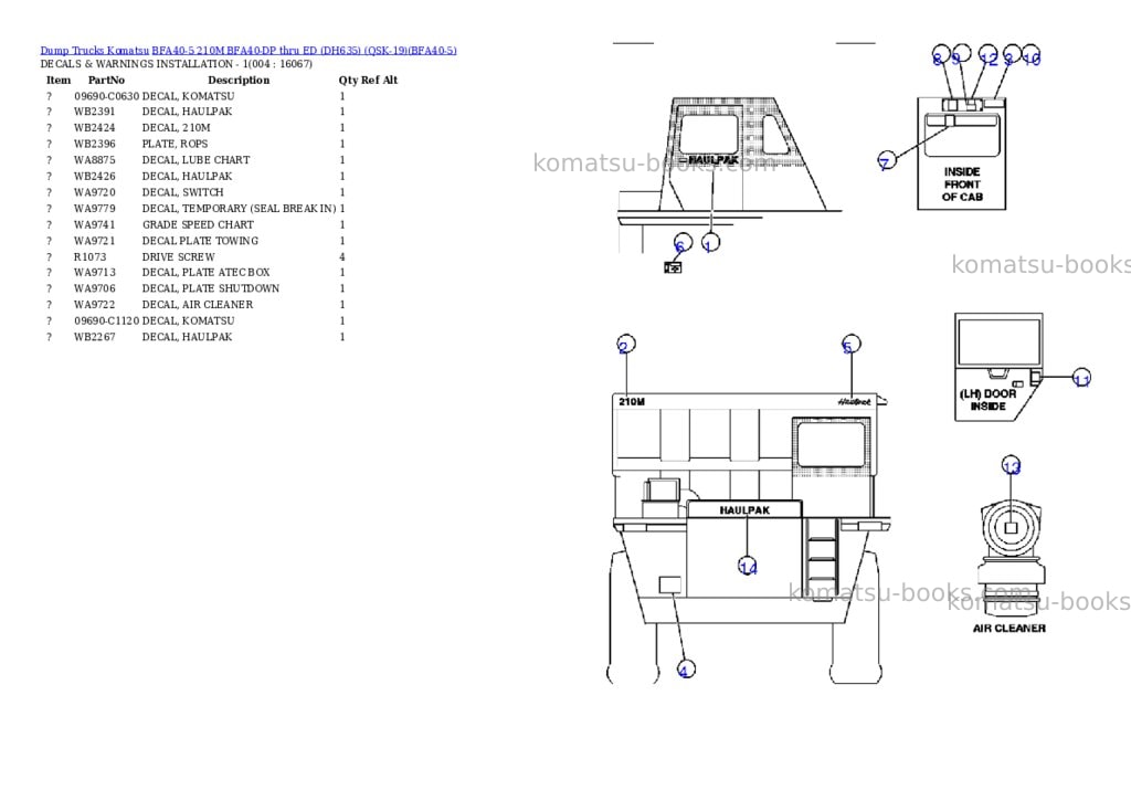 Komatsu bfa40-5 210m bfa40-dp thru ed dh635 qsk-19 Parts catalog cover Page 2 Komatsu bfa40-5 210m bfa40-dp thru ed dh635 qsk-19 Parts catalog cover Page 2