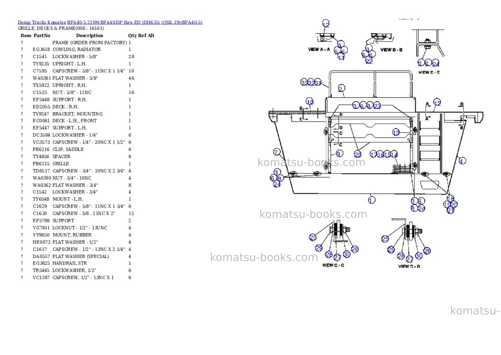 Komatsu bfa40-5 210m bfa40-dp thru ed dh635 qsk-19 Parts catalog cover Page 3 Komatsu bfa40-5 210m bfa40-dp thru ed dh635 qsk-19 Parts catalog cover Page 3