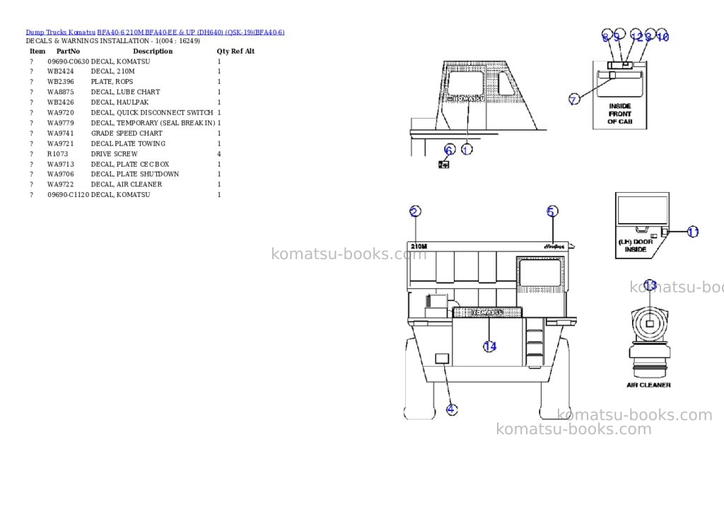 Komatsu bfa40-6 210m bfa40-ee & up dh640 qsk-19 Parts catalog cover Page 2 Komatsu bfa40-6 210m bfa40-ee & up dh640 qsk-19 Parts catalog cover Page 2