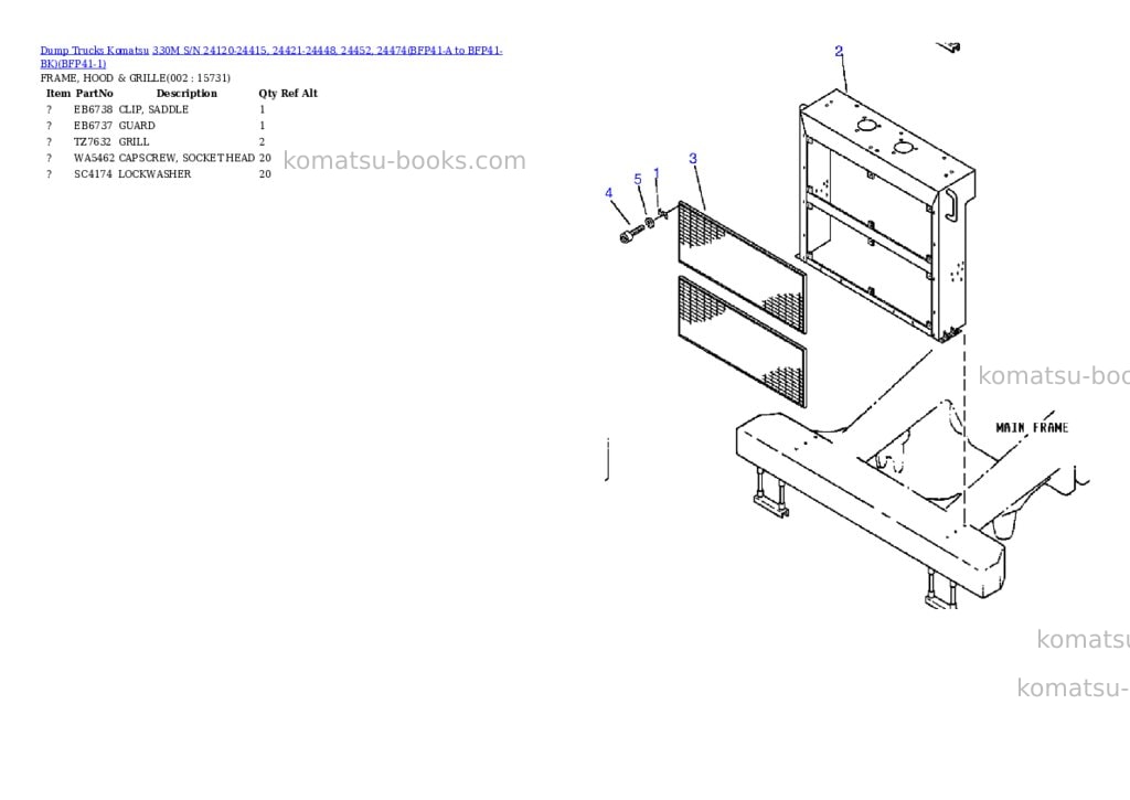 Komatsu 330m s/n 24120-24415, 24421-24448, 24452, 24474bfp41-a to bfp41-bk Parts catalog cover Komatsu 330m s/n 24120-24415, 24421-24448, 24452, 24474bfp41-a to bfp41-bk Parts catalog cover