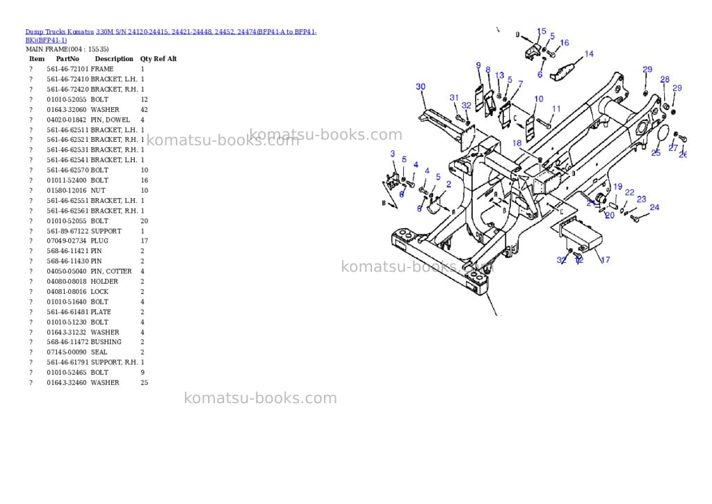 Komatsu 330m s/n 24120-24415, 24421-24448, 24452, 24474bfp41-a to bfp41-bk Parts catalog cover Page 2 Komatsu 330m s/n 24120-24415, 24421-24448, 24452, 24474bfp41-a to bfp41-bk Parts catalog cover Page 2
