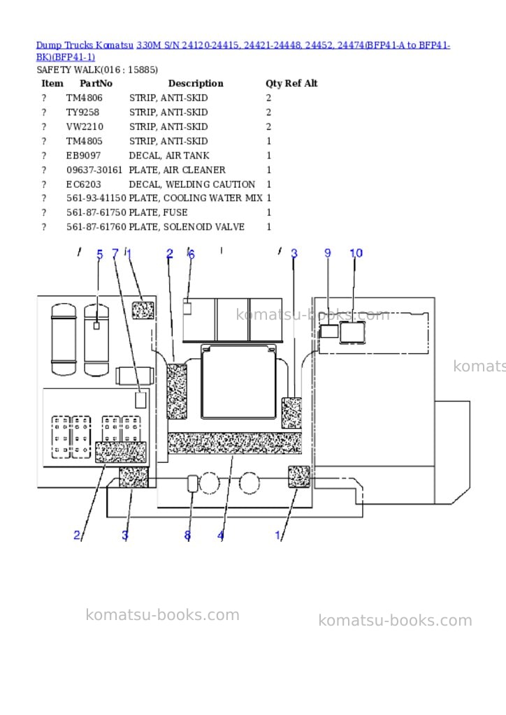 Komatsu 330m s/n 24120-24415, 24421-24448, 24452, 24474bfp41-a to bfp41-bk Parts catalog cover Page 7 Komatsu 330m s/n 24120-24415, 24421-24448, 24452, 24474bfp41-a to bfp41-bk Parts catalog cover Page 7