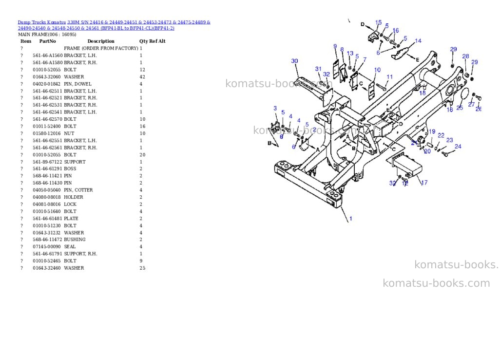 Komatsu 330m s/n 24416 & 24449-24451 & 24453-24473 & 24475-24489 & 24490-24540 & 24548-24550 & 24561 bfp41-bl to bfp41-cl Parts catalog cover Page 3