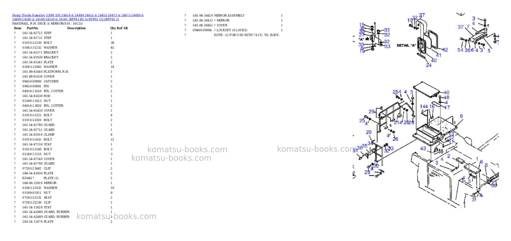 Komatsu 330m s/n 24416 & 24449-24451 & 24453-24473 & 24475-24489 & 24490-24540 & 24548-24550 & 24561 bfp41-bl to bfp41-cl Parts catalog cover Page 5