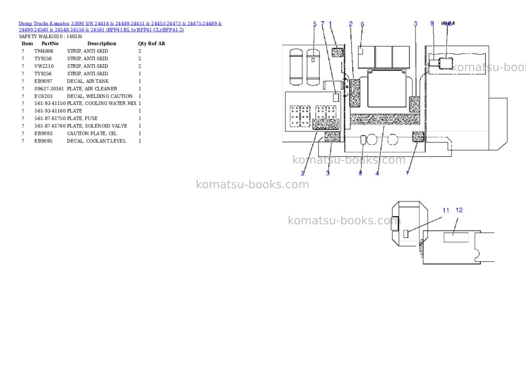 Komatsu 330m s/n 24416 & 24449-24451 & 24453-24473 & 24475-24489 & 24490-24540 & 24548-24550 & 24561 bfp41-bl to bfp41-cl Parts catalog cover Page 8
