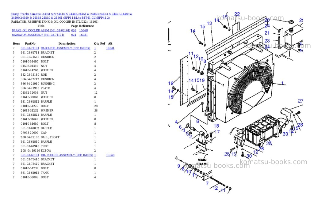 Komatsu 330m s/n 24416 & 24449-24451 & 24453-24473 & 24475-24489 & 24490-24540 & 24548-24550 & 24561 bfp41-bl to bfp41-cl Parts catalog cover Page 9
