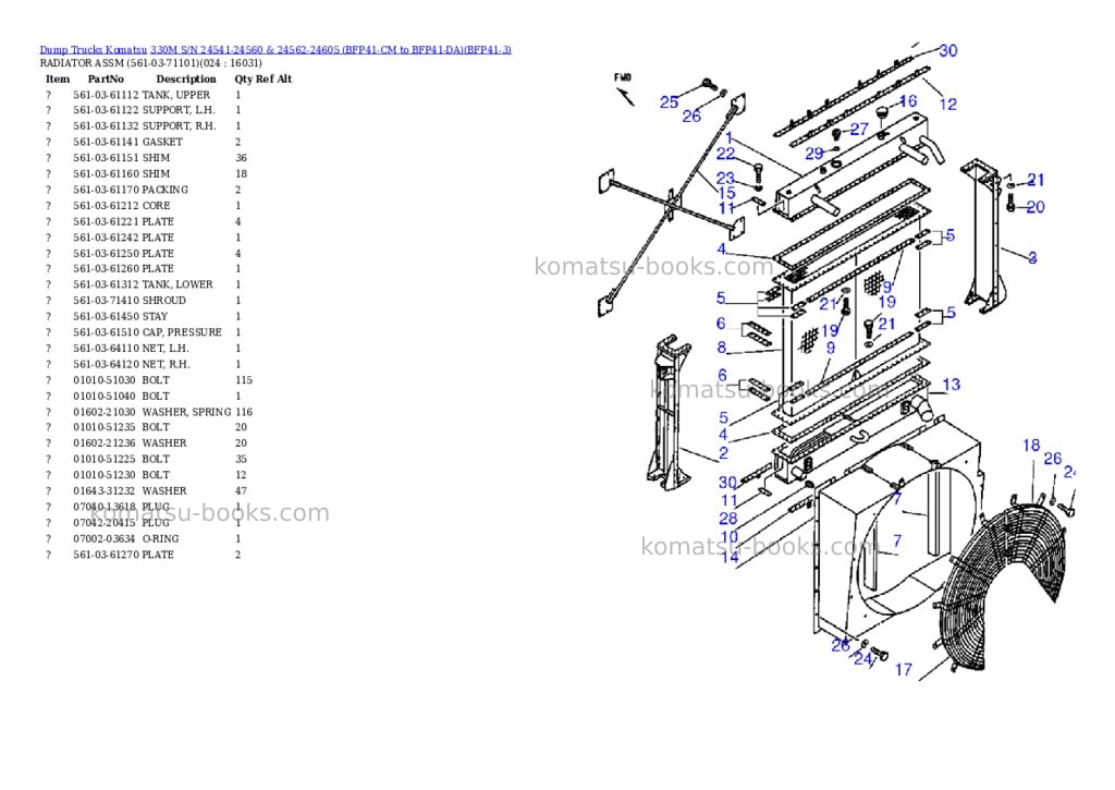 Komatsu 330m s/n 24541-24560 & 24562-24605 bfp41-cm to bfp41-da Parts catalog cover Page 10 Komatsu 330m s/n 24541-24560 & 24562-24605 bfp41-cm to bfp41-da Parts catalog cover Page 10