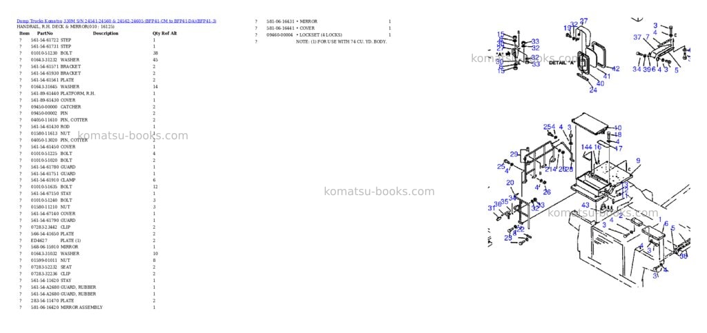 Komatsu 330m s/n 24541-24560 & 24562-24605 bfp41-cm to bfp41-da Parts catalog cover Page 5 Komatsu 330m s/n 24541-24560 & 24562-24605 bfp41-cm to bfp41-da Parts catalog cover Page 5