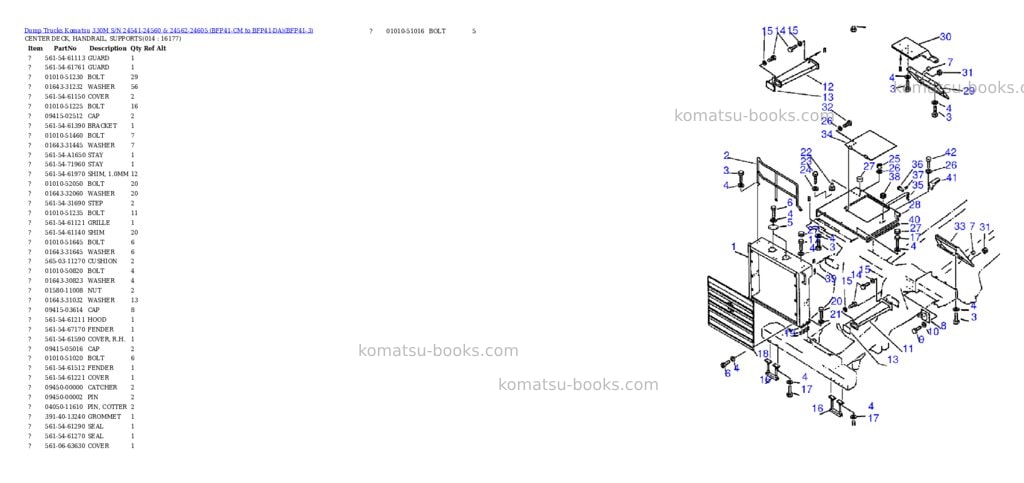Komatsu 330m s/n 24541-24560 & 24562-24605 bfp41-cm to bfp41-da Parts catalog cover Page 6 Komatsu 330m s/n 24541-24560 & 24562-24605 bfp41-cm to bfp41-da Parts catalog cover Page 6