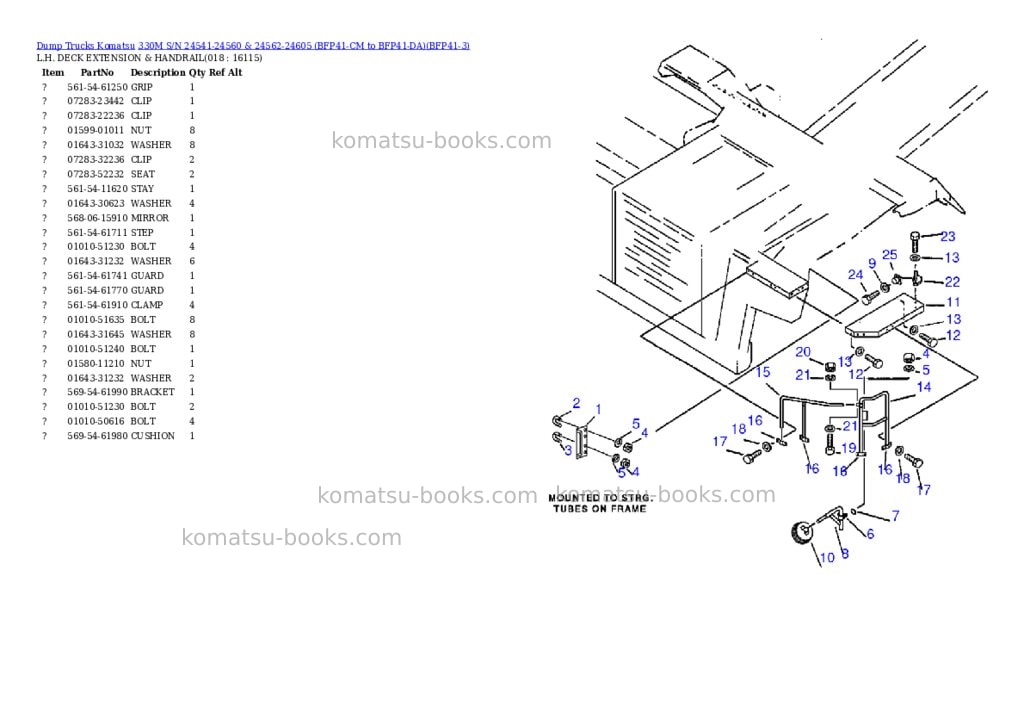 Komatsu 330m s/n 24541-24560 & 24562-24605 bfp41-cm to bfp41-da Parts catalog cover Page 7 Komatsu 330m s/n 24541-24560 & 24562-24605 bfp41-cm to bfp41-da Parts catalog cover Page 7