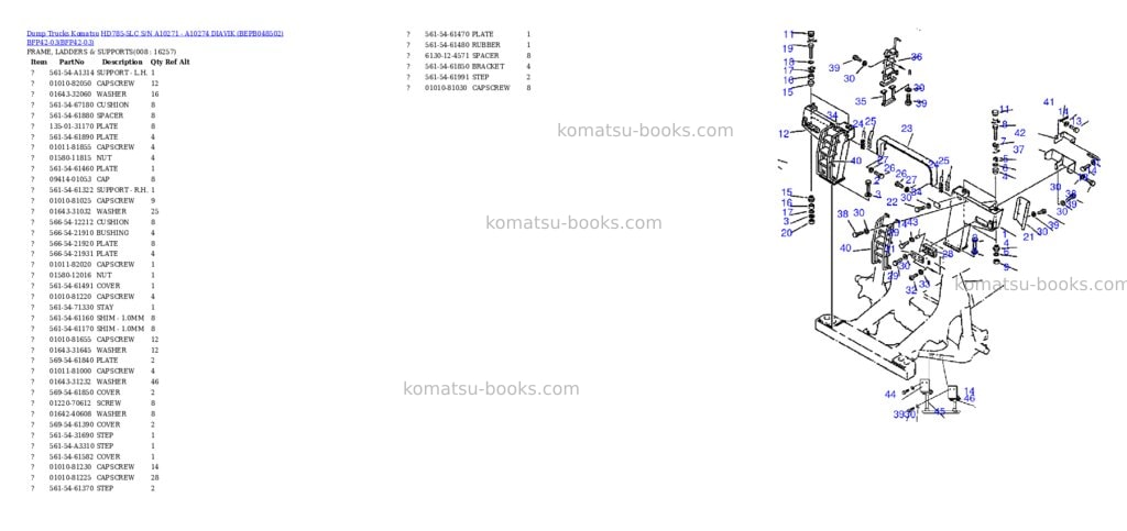 Komatsu hd785-5lc s/n a10271 - a10274 diavik bepb048502 bfp42-03 Parts catalog cover Page 4