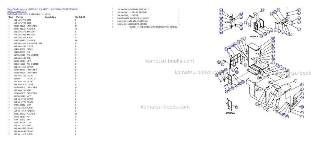 Komatsu hd785-5lc s/n a10271 - a10274 diavik bepb048502 bfp42-03 Parts catalog cover Page 5