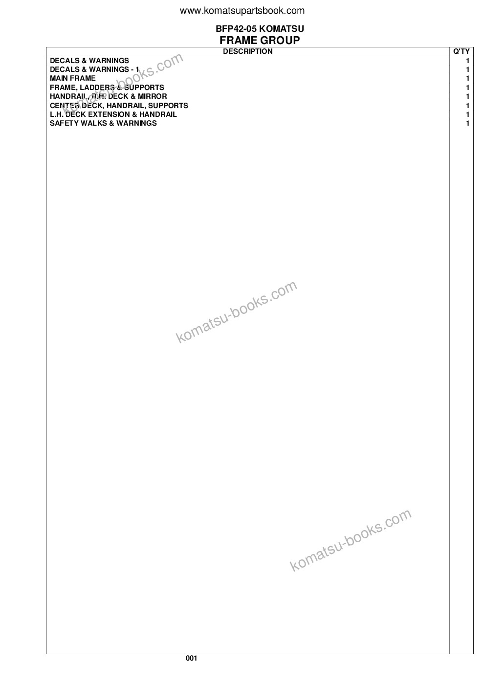 Komatsu hd785-5lc s/n a10316 & up komatsu bepb034604 Parts catalog cover Page 3