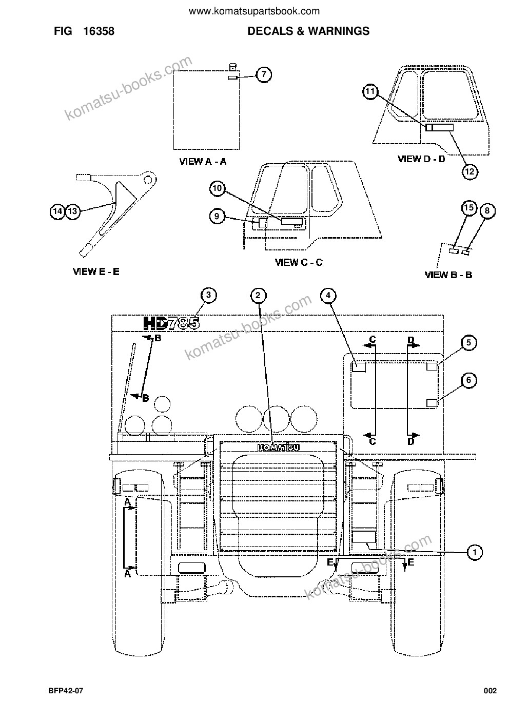 Komatsu hd785-5lc s/n a10316 & up komatsu bepb034604 Parts catalog cover Page 4