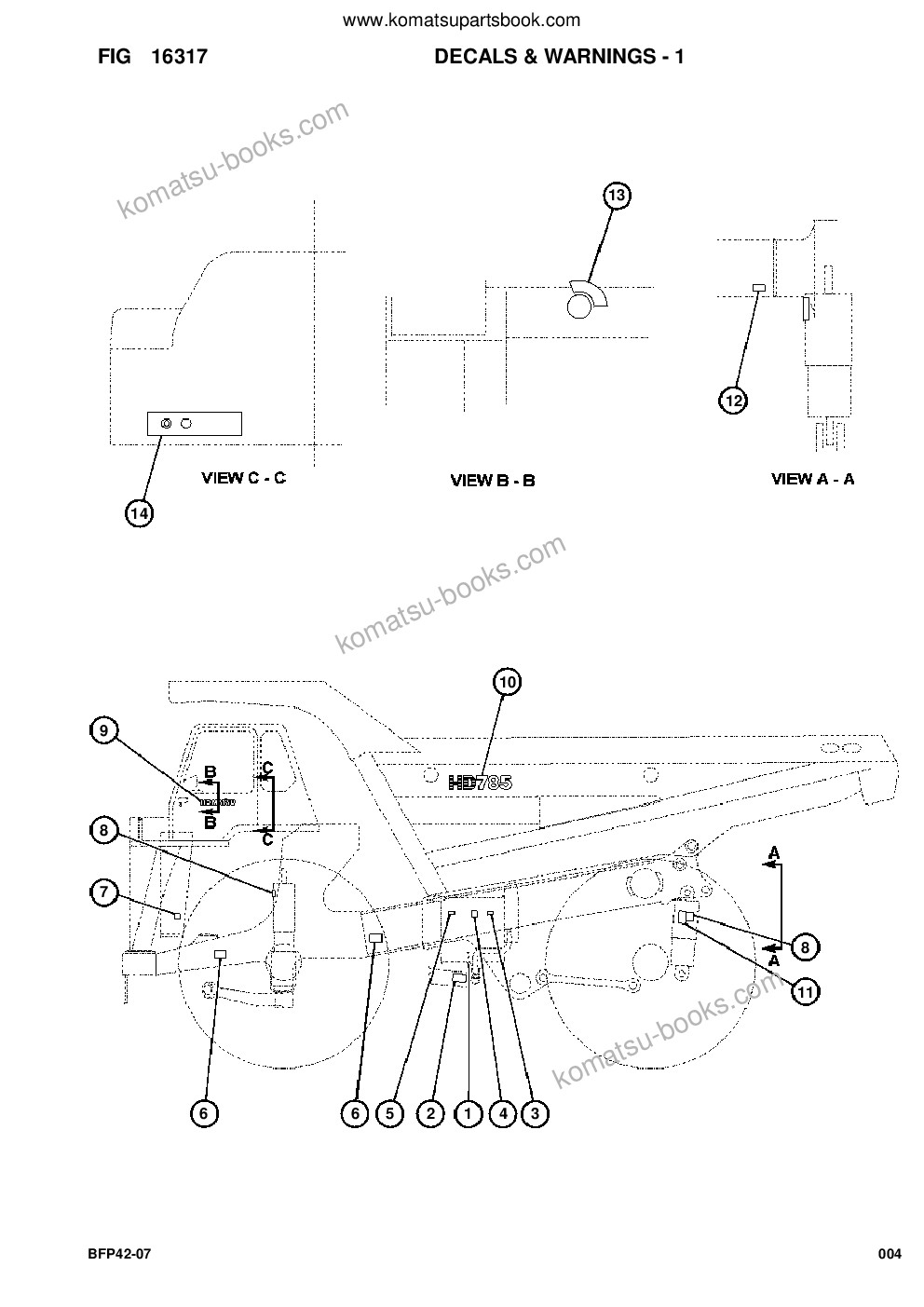Komatsu hd785-5lc s/n a10316 & up komatsu bepb034604 Parts catalog cover Page 6