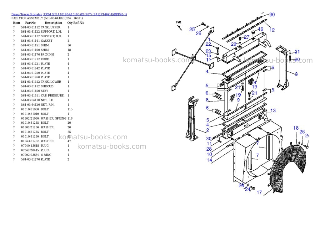 Komatsu 330m s/n a10190-a10195 dh637 sa12v140z-1 Parts catalog cover Page 10