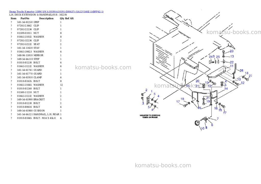 Komatsu 330m s/n a10190-a10195 dh637 sa12v140z-1 Parts catalog cover Page 7