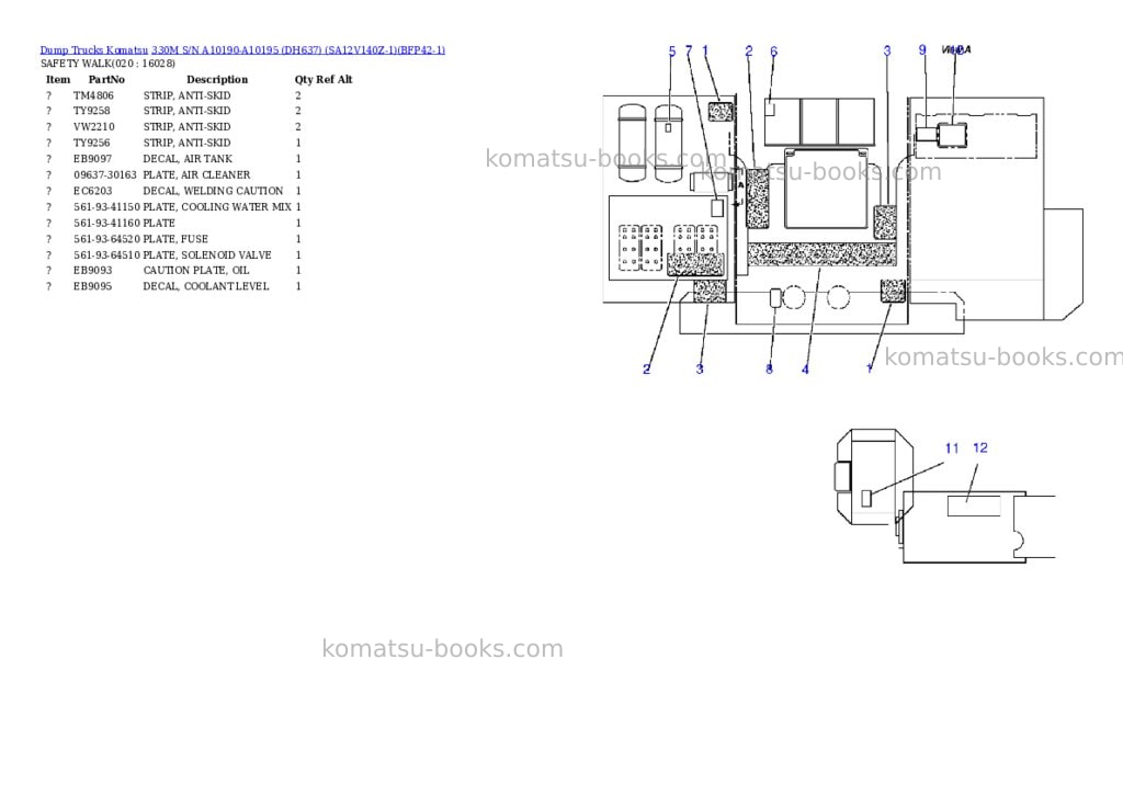 Komatsu 330m s/n a10190-a10195 dh637 sa12v140z-1 Parts catalog cover Page 8