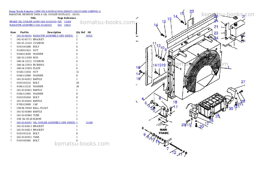 Komatsu 330m s/n a10190-a10195 dh637 sa12v140z-1 Parts catalog cover Page 9