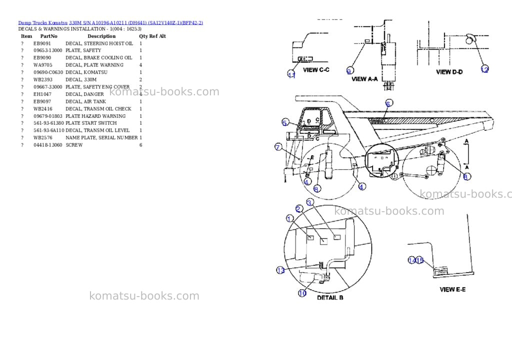 Komatsu 330m s/n a10196-a10211 dh641 sa12v140z-1 Parts catalog cover Page 2 Komatsu 330m s/n a10196-a10211 dh641 sa12v140z-1 Parts catalog cover Page 2