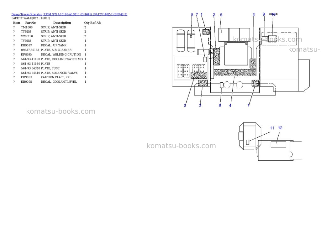 Komatsu 330m s/n a10196-a10211 dh641 sa12v140z-1 Parts catalog cover Page 8 Komatsu 330m s/n a10196-a10211 dh641 sa12v140z-1 Parts catalog cover Page 8