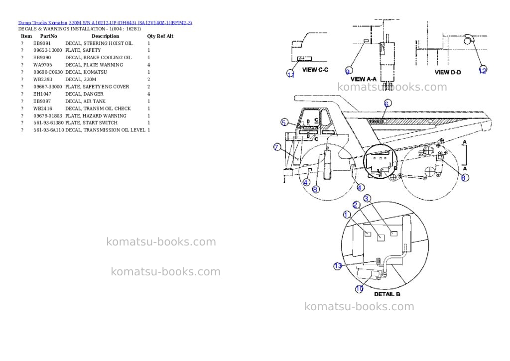 Komatsu 330m s/n a10212-up dh643 sa12v140z-1 Parts catalog cover Page 2 Komatsu 330m s/n a10212-up dh643 sa12v140z-1 Parts catalog cover Page 2