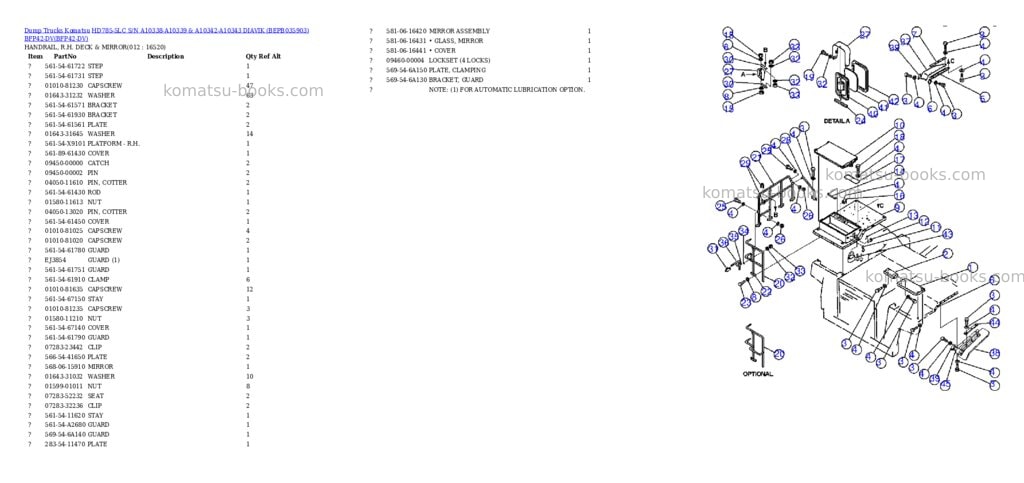 Komatsu hd785-5lc s/n a10338-a10339 & a10342-a10343 diavik bepb035903 bfp42-dv Parts catalog cover Page 5 Komatsu hd785-5lc s/n a10338-a10339 & a10342-a10343 diavik bepb035903 bfp42-dv Parts catalog cover Page 5