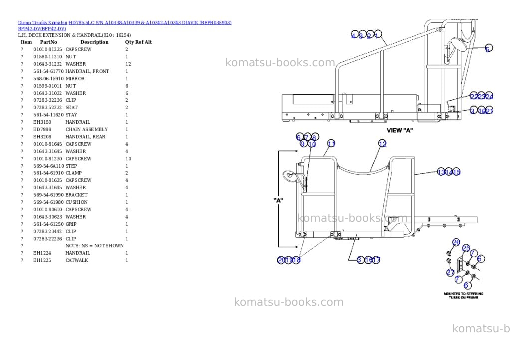 Komatsu hd785-5lc s/n a10338-a10339 & a10342-a10343 diavik bepb035903 bfp42-dv Parts catalog cover Page 8 Komatsu hd785-5lc s/n a10338-a10339 & a10342-a10343 diavik bepb035903 bfp42-dv Parts catalog cover Page 8