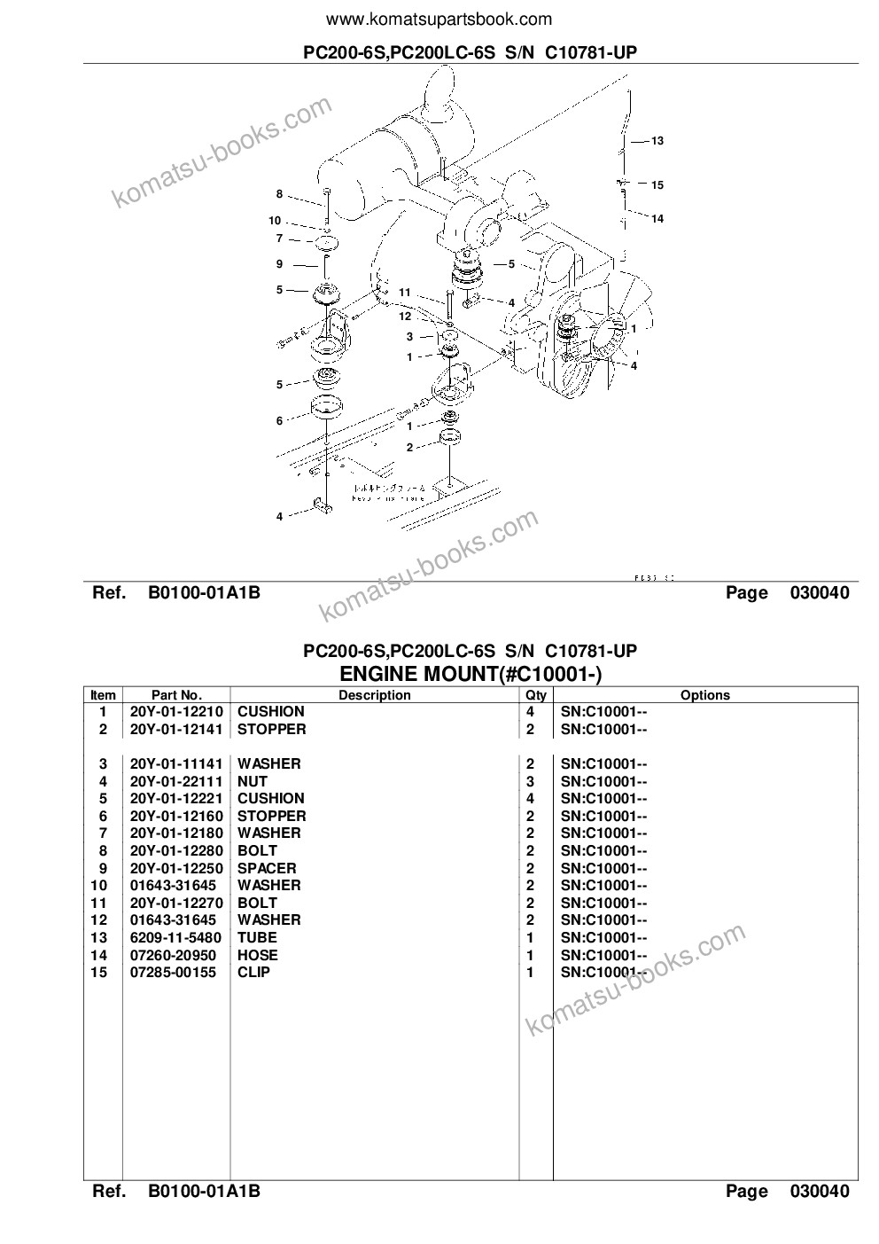 Komatsu pc200-6s,pc200lc-6s s/n c10781-up Parts catalog cover Page 4