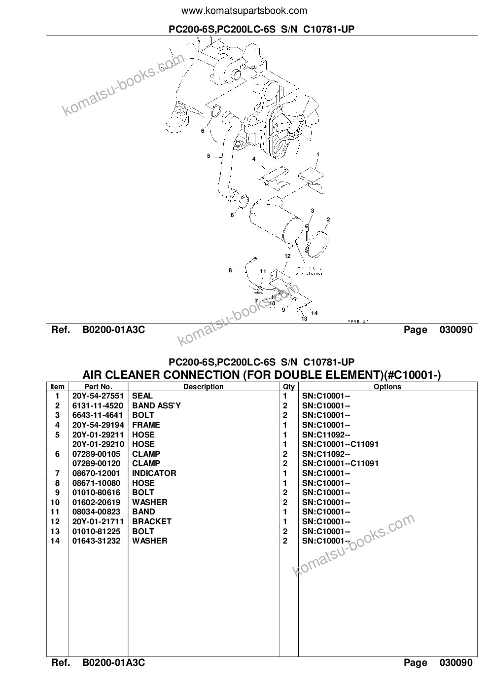 Komatsu pc200-6s,pc200lc-6s s/n c10781-up Parts catalog cover Page 5