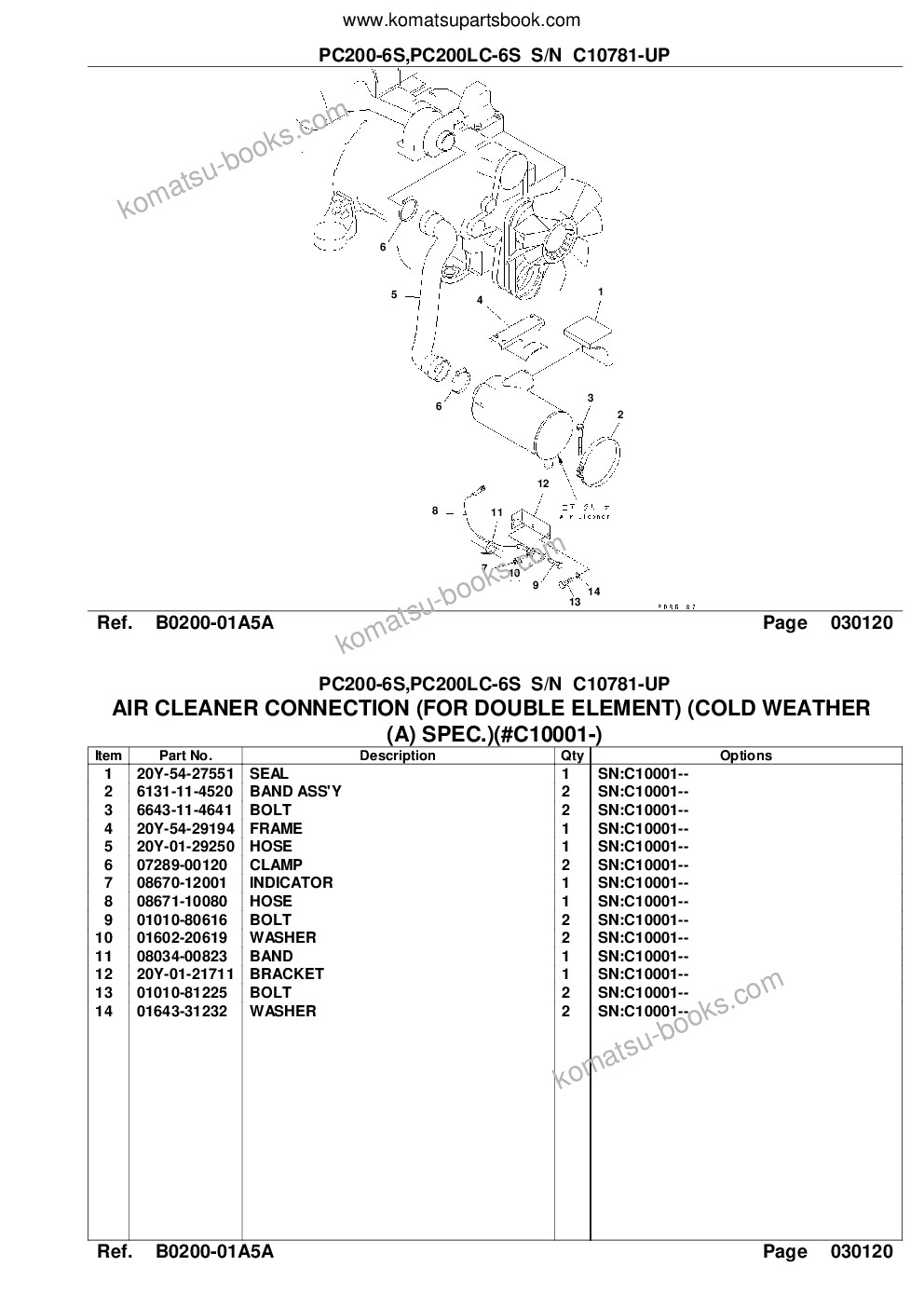 Komatsu pc200-6s,pc200lc-6s s/n c10781-up Parts catalog cover Page 6