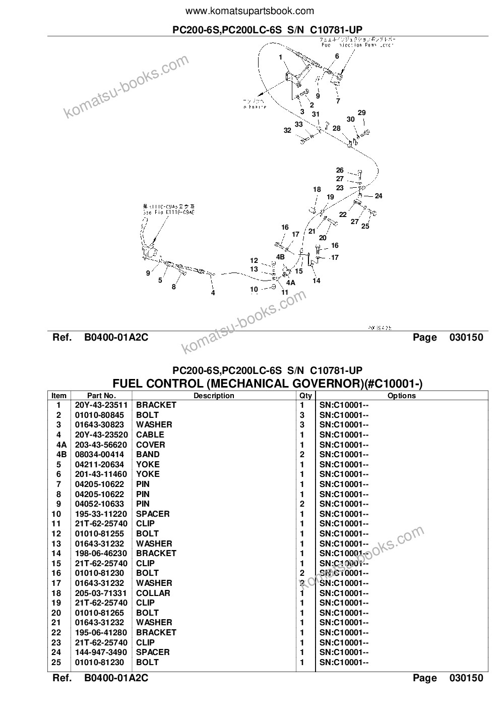 Komatsu pc200-6s,pc200lc-6s s/n c10781-up Parts catalog cover Page 7