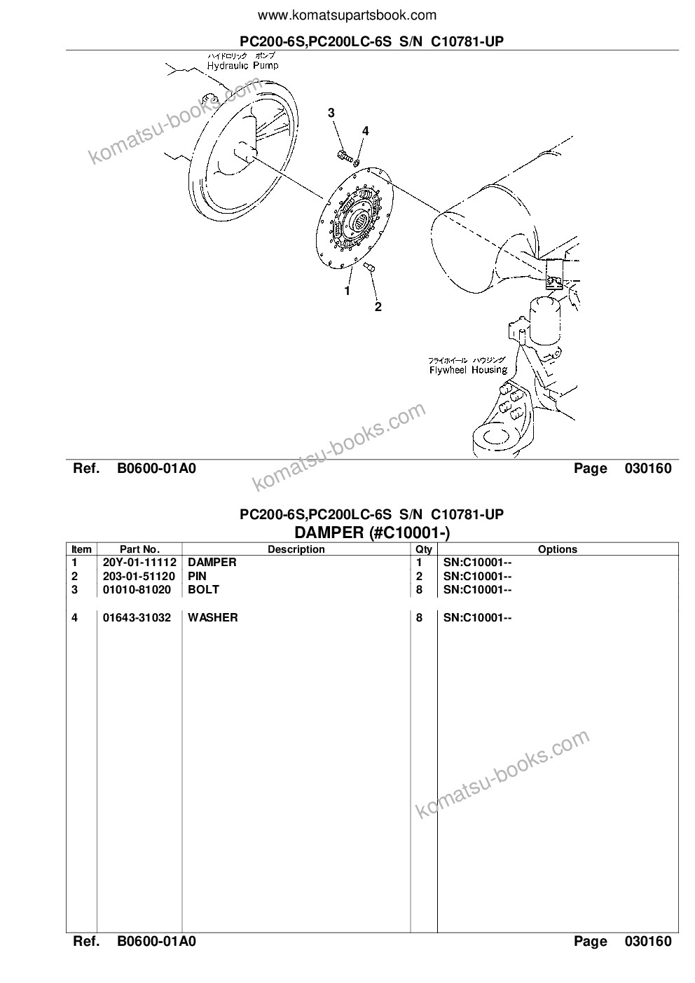Komatsu pc200-6s,pc200lc-6s s/n c10781-up Parts catalog cover Page 9