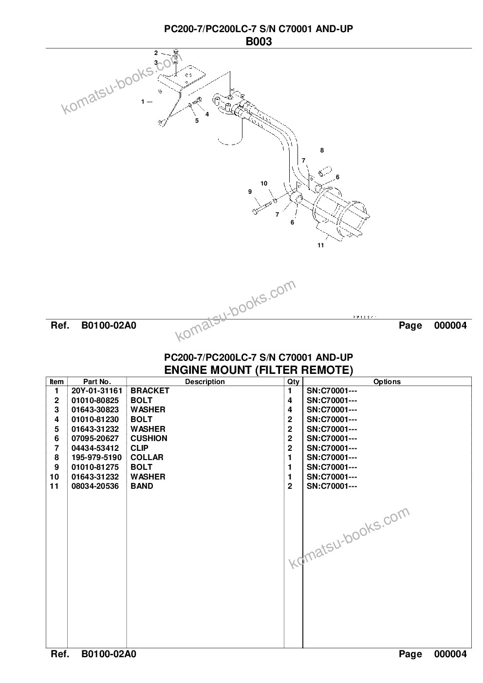 Komatsu pc200-7/pc200lc-7 s/n c70001 and-up Catálogo de piezas cover Page 5