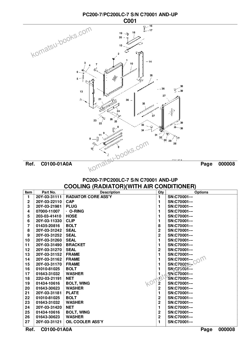 Komatsu pc200-7/pc200lc-7 s/n c70001 and-up Catálogo de piezas cover Page 9