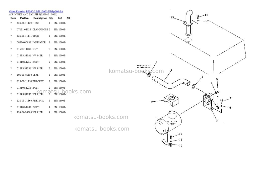 Komatsu bp500-3 s/n 15001-up Parts catalog cover Page 3