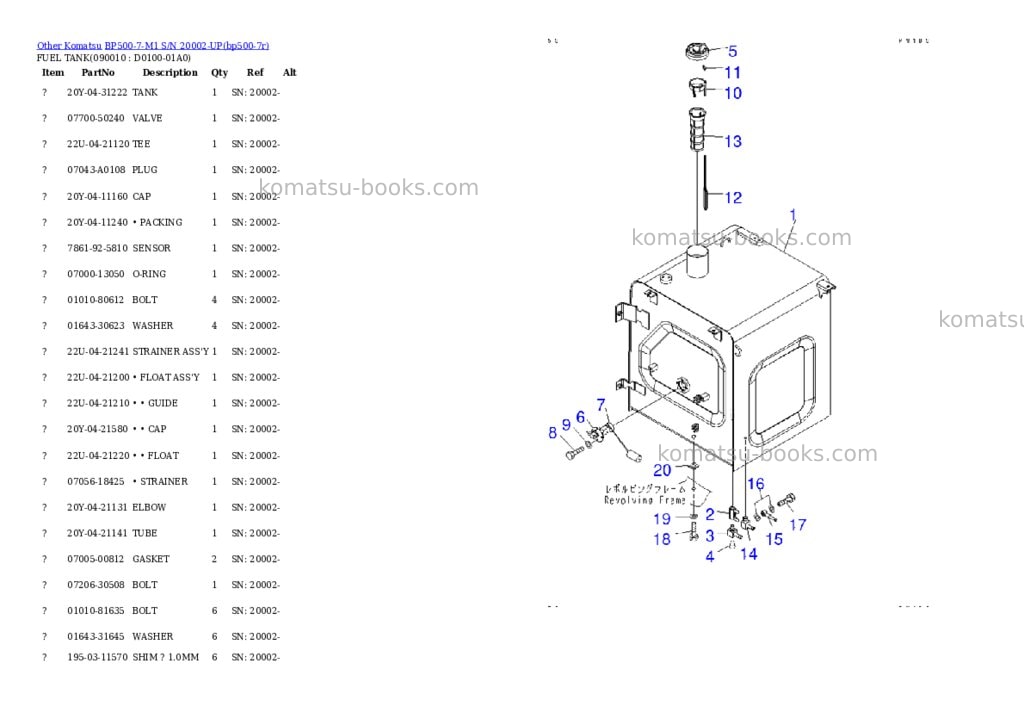 Komatsu bp500-7-m1 s/n 20002-up Parts catalog cover Page 10