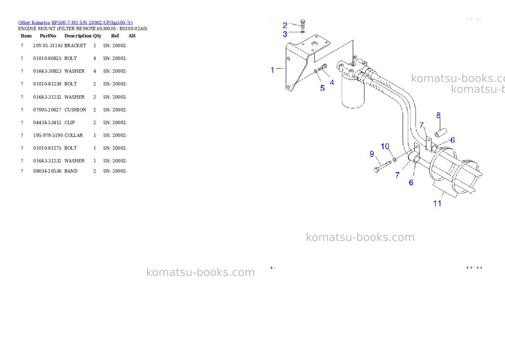 Komatsu bp500-7-m1 s/n 20002-up Parts catalog cover Page 2