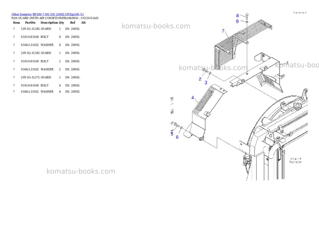 Komatsu bp500-7-m1 s/n 20002-up Parts catalog cover Page 9