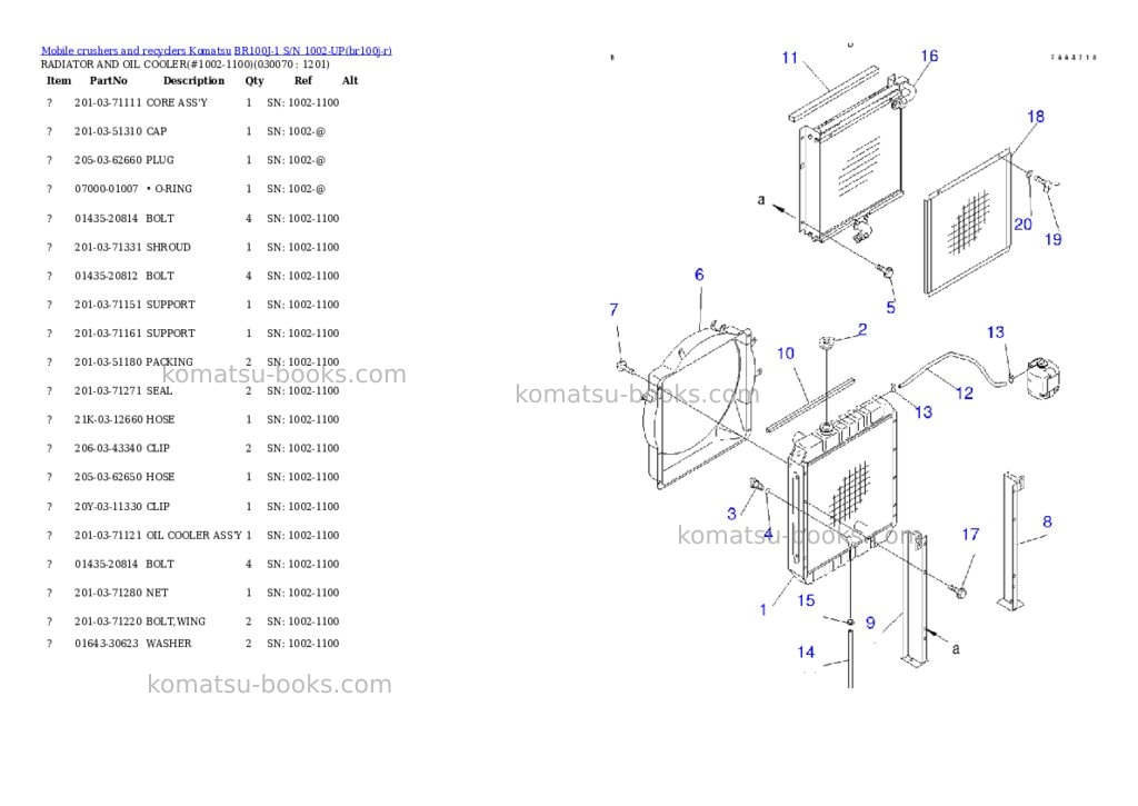Komatsu br100j-1 s/n 1002-up Parts catalog cover Page 6 Komatsu br100j-1 s/n 1002-up Parts catalog cover Page 6