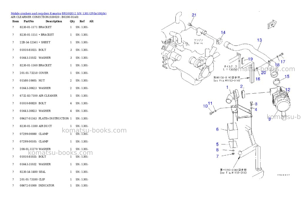Komatsu br100jg-2 s/n 1301-up Parts catalog cover Komatsu br100jg-2 s/n 1301-up Parts catalog cover