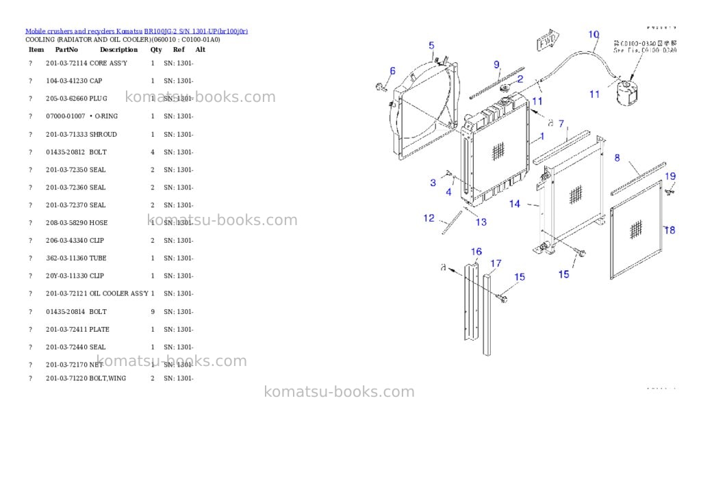 Komatsu br100jg-2 s/n 1301-up Parts catalog cover Page 6 Komatsu br100jg-2 s/n 1301-up Parts catalog cover Page 6