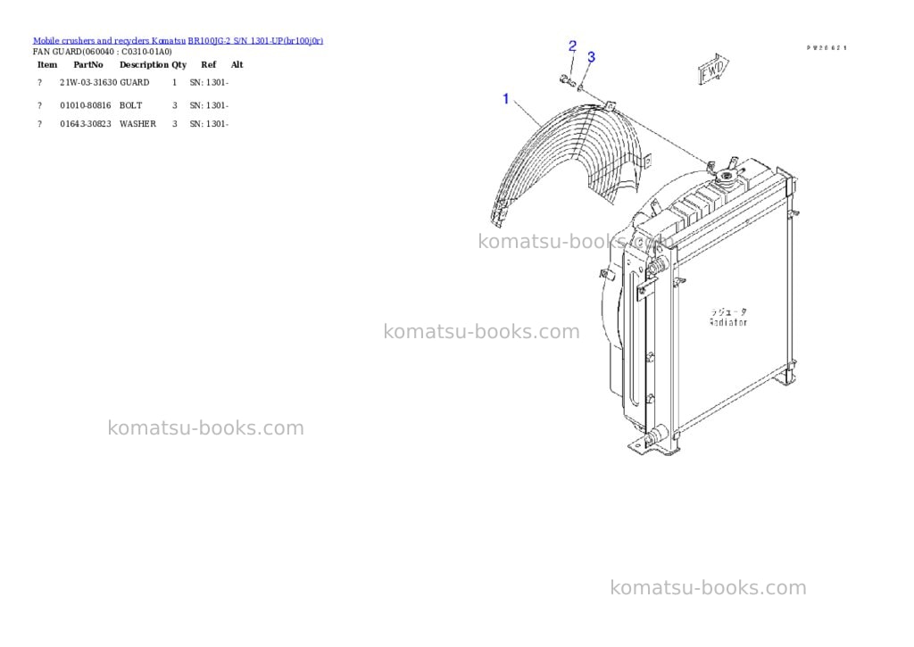 Komatsu br100jg-2 s/n 1301-up Parts catalog cover Page 9 Komatsu br100jg-2 s/n 1301-up Parts catalog cover Page 9