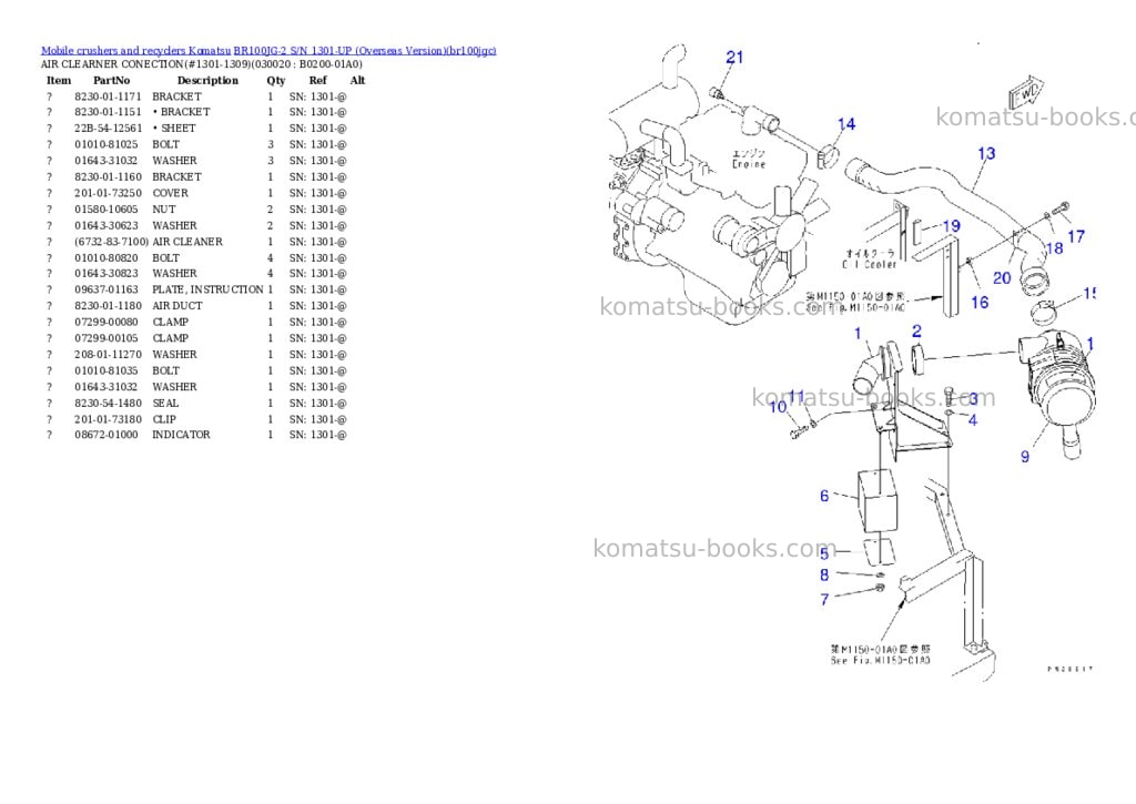 Komatsu BR100JG-2 S/N 1301-UP (Overseas Version) Parts catalog cover Komatsu BR100JG-2 S/N 1301-UP (Overseas Version) Parts catalog cover